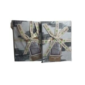 West Elm Chevron Organic Euro Sham White Gray Set Of 2 Luxury New